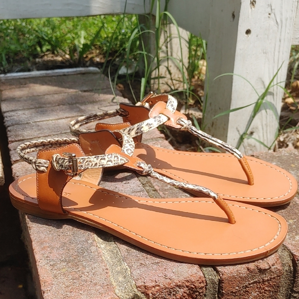 Coach Embossed Animal Print Clarkson T-Strap Sandals Size 9.5 (1712)